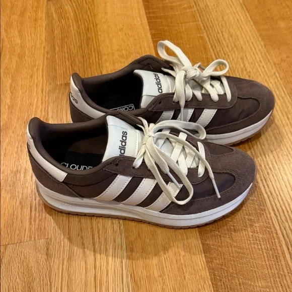 Adidas Women’s Rn 70’s 2.0 Dark Brown and White Sneakers - Picture 6 of 8